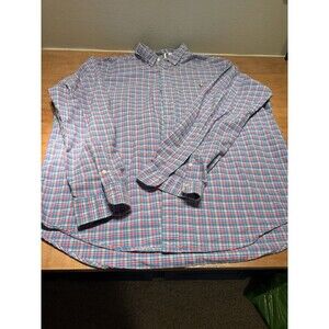 Ralph Lauren Dress Shirt Men Size XXL 100% Cotton  Long Sleeve Plaid Polo EUC
